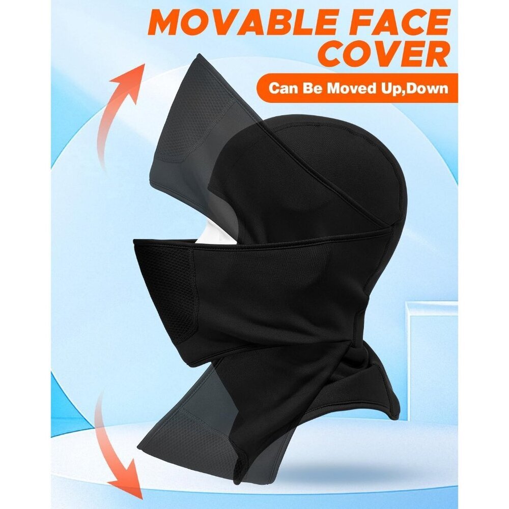 Women's Face Ski Mask with Movable Design Fleece Winter Face Cover Black - Picture 2 of 7